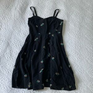 Old Navy Black Spaghetti Strap Sweetheart Sundress with Daisies, women’s small